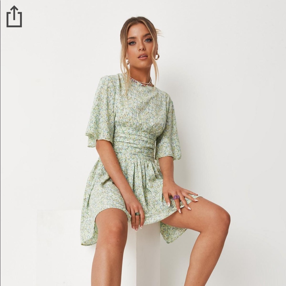 NWT Green Ditsy Floral Mini Dress